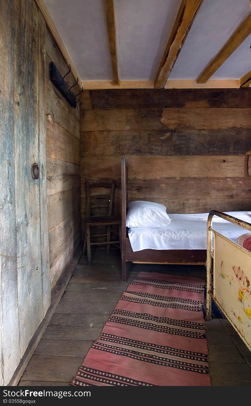 Interior of a wooden house, country life in Serbia. Traditional style. Interior of a wooden house, country life in Serbia. Traditional style.