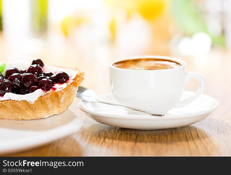 Fruit Dessert And Coffee