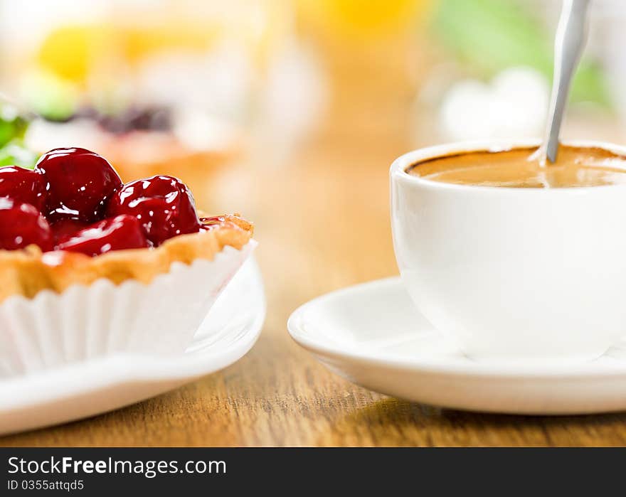 Fruit Dessert And Coffee