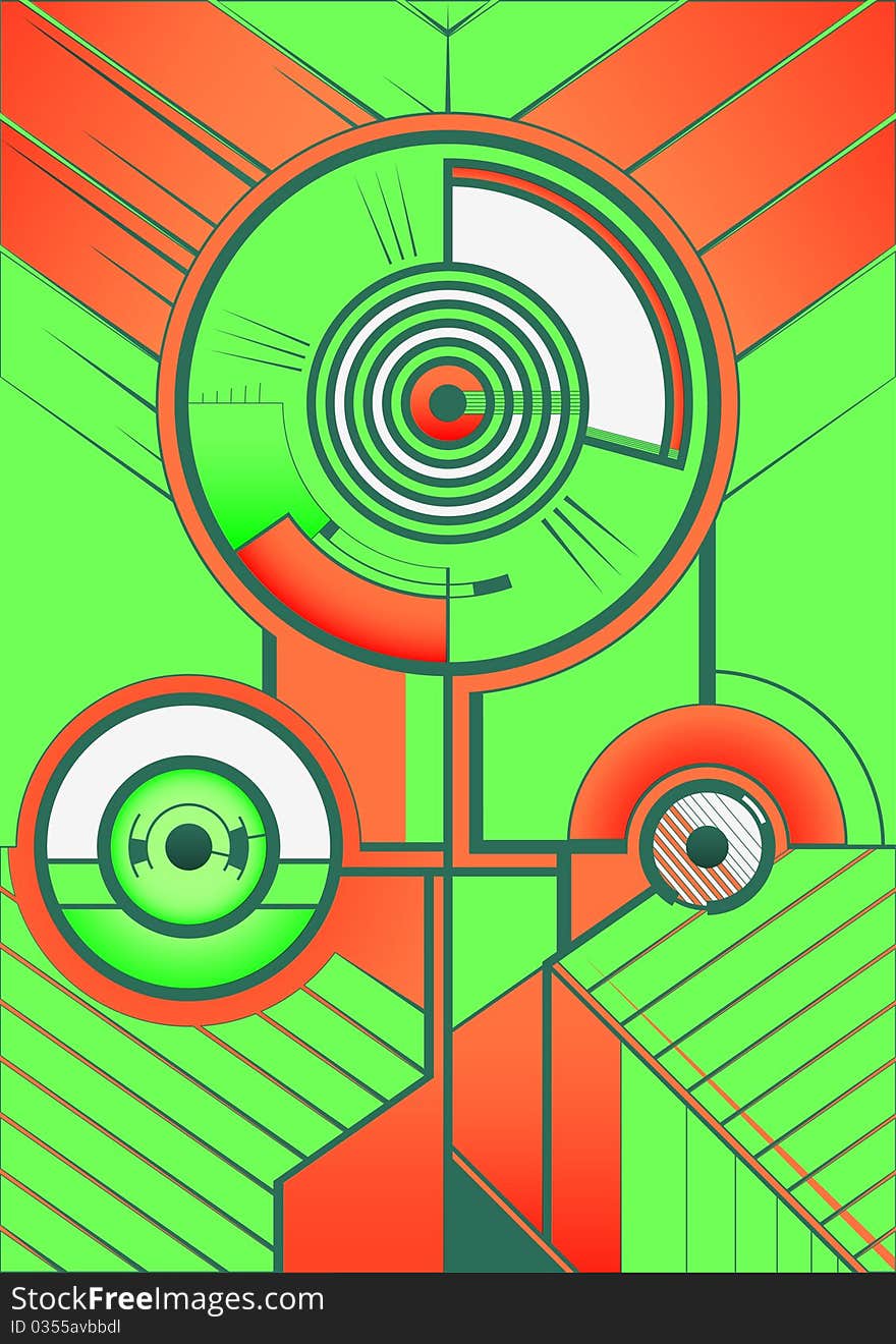 Vector 2d illustration based on circles and lines. Vector 2d illustration based on circles and lines