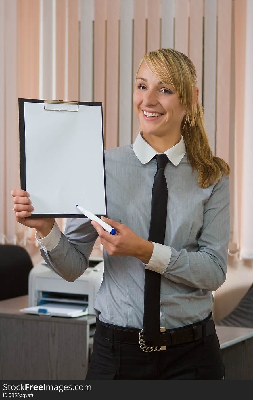 Businesswoman with copyholder