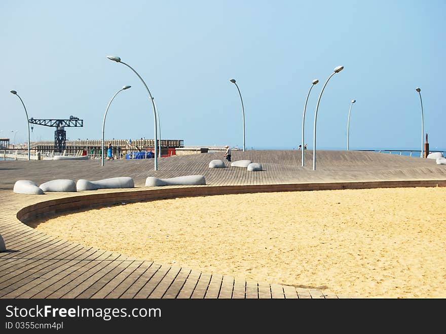 Embankment for walking in Tel Aviv in the early morning