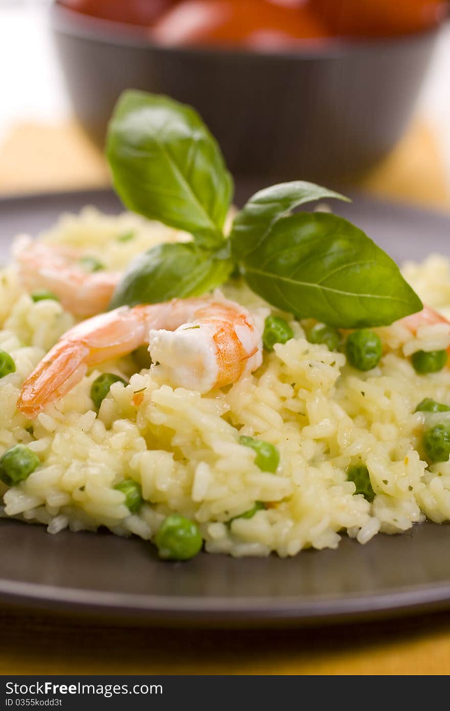 Risotto with seafood and rice