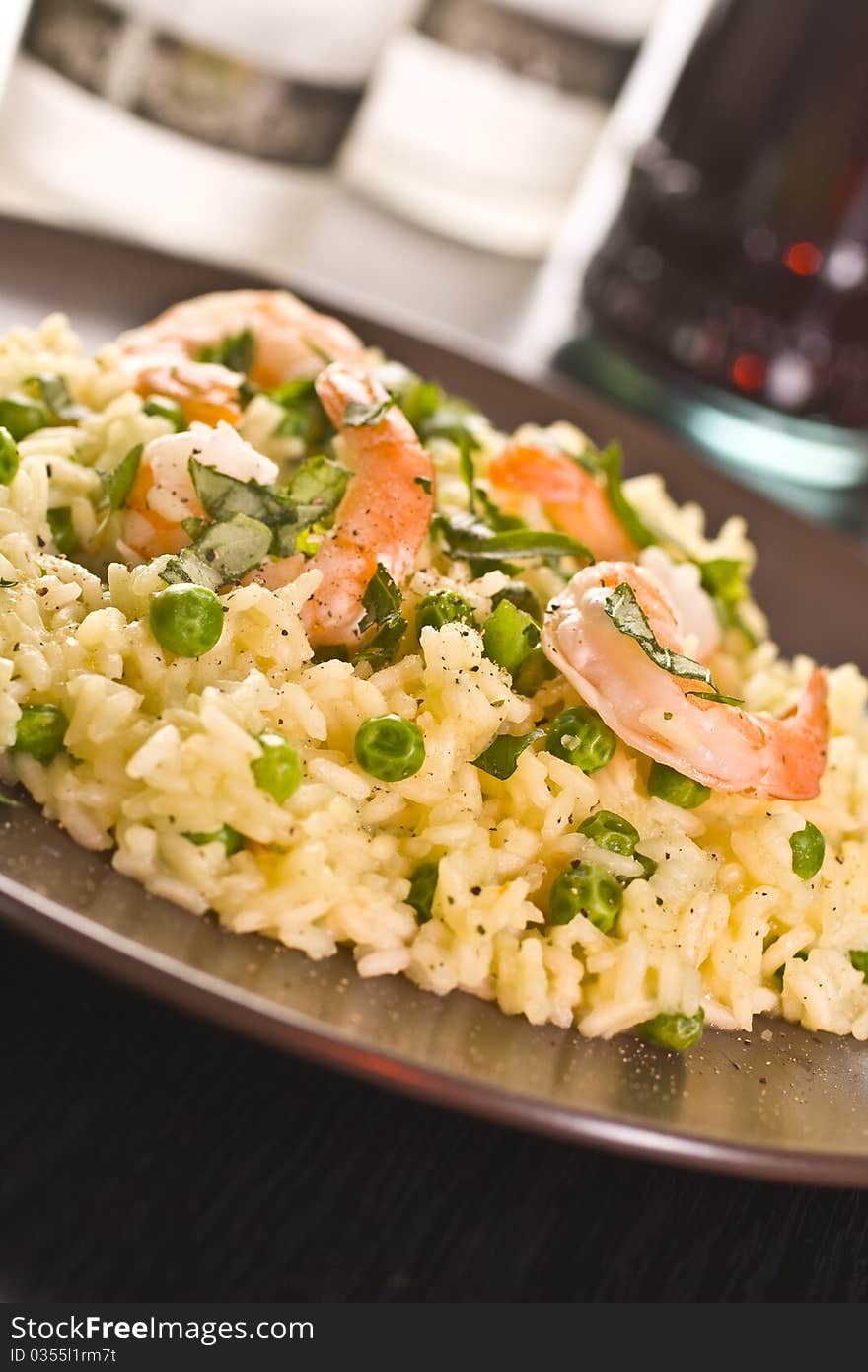 Risotto with seafood and rice