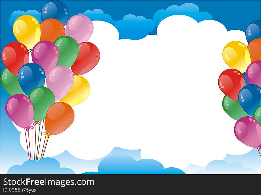 Balloons in the sky with clouds