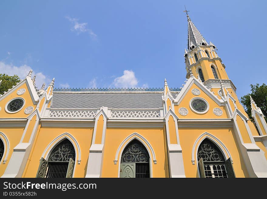 Chryst church at Thailand with blue sky