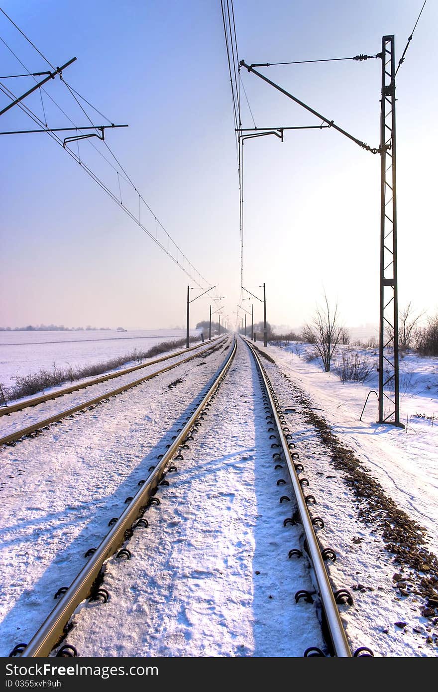 View of the railway track on a sunny day