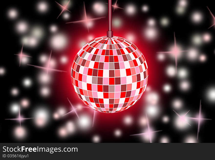 Abstract disco ball in the ballroom. Abstract disco ball in the ballroom