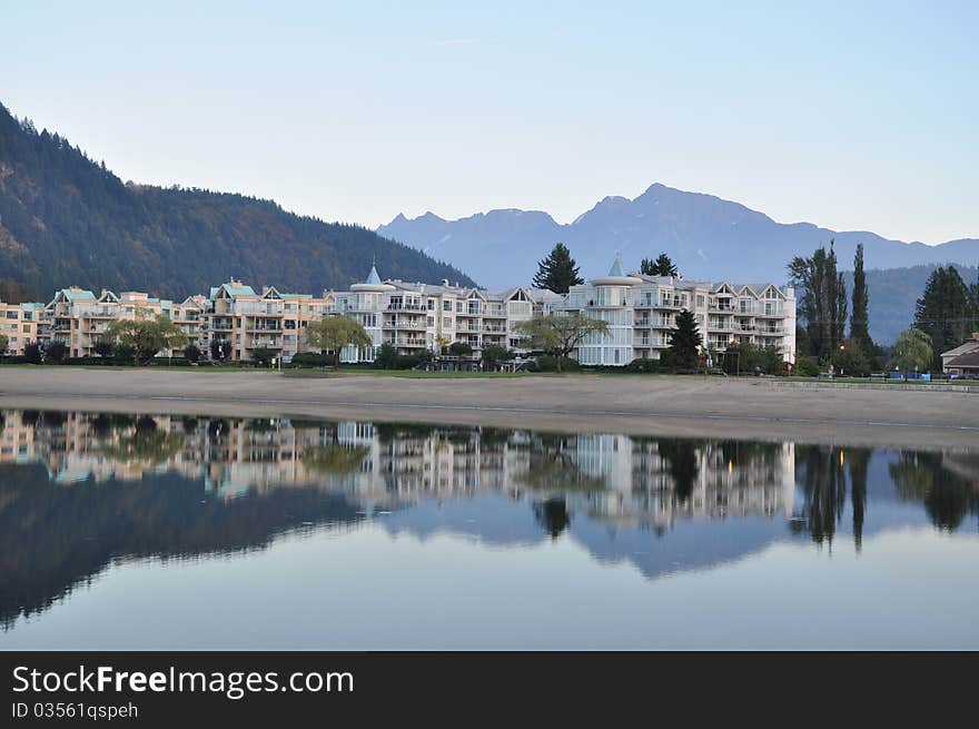 Famous Harrison Hot Springs lake view in BC Canada