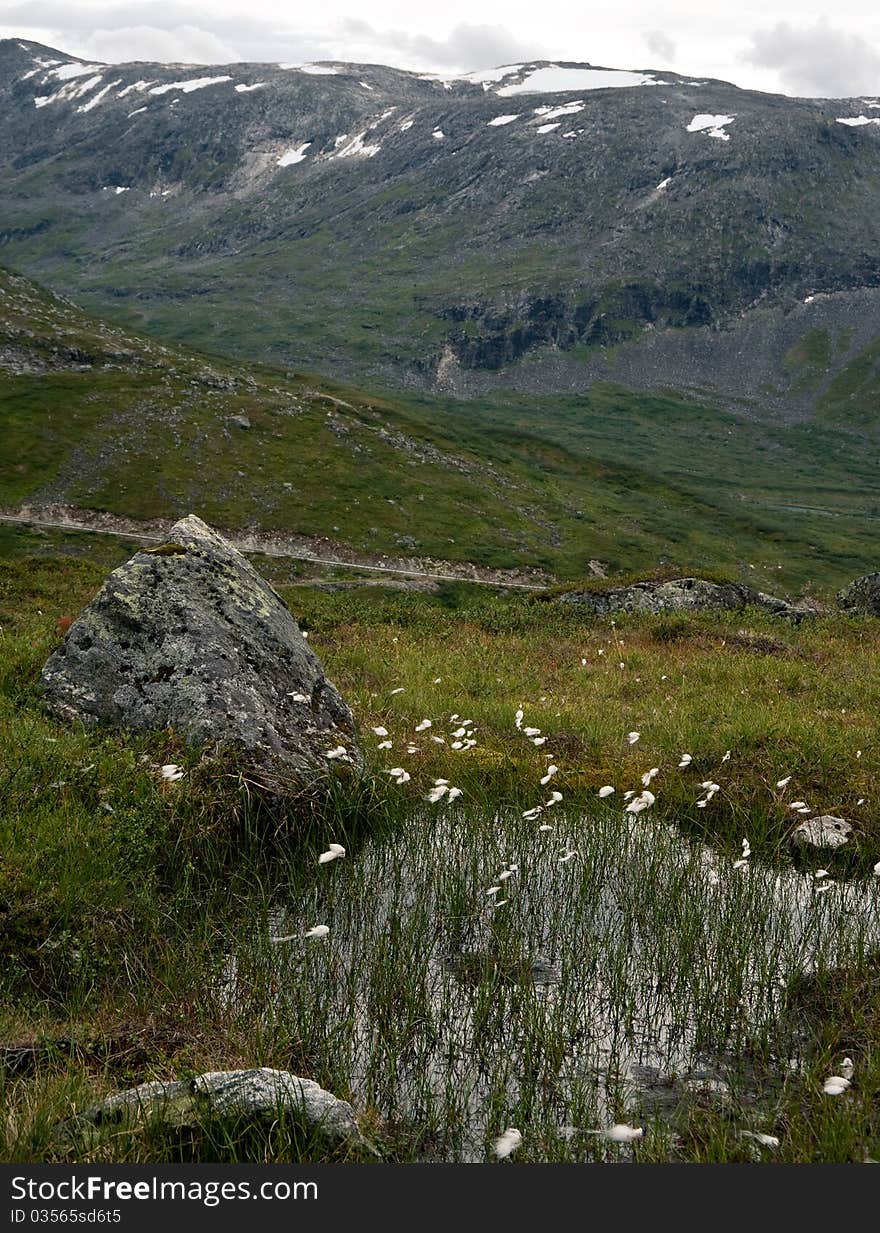 High in the norwegian mountains. Typical Scandinavian landscape. High in the norwegian mountains. Typical Scandinavian landscape