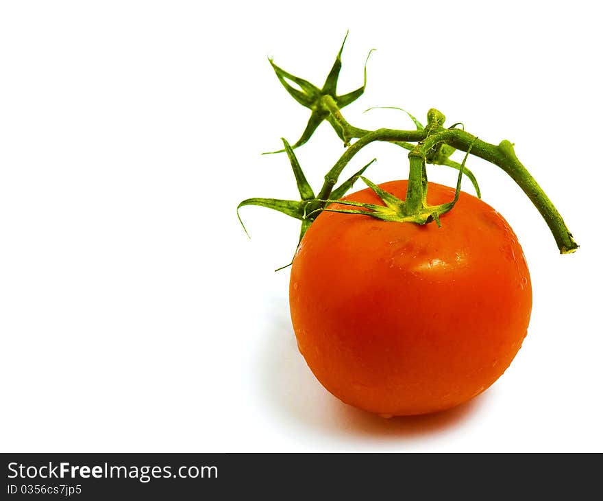 Red tomato isolated on white background