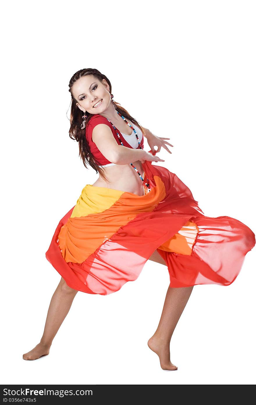 Cool dancer woman over white background