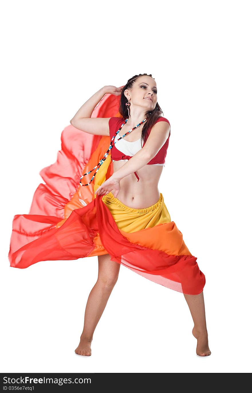 Cool dancer woman over white background