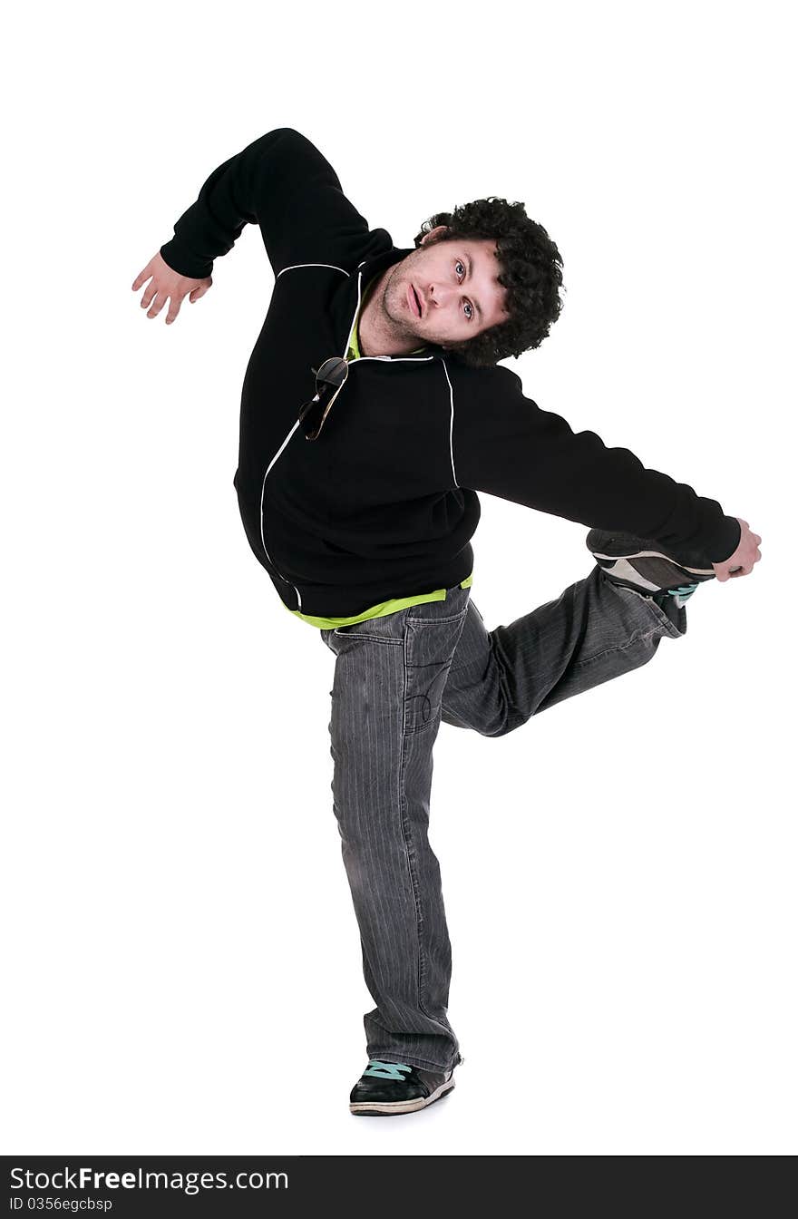 Cool dancer man  over white background