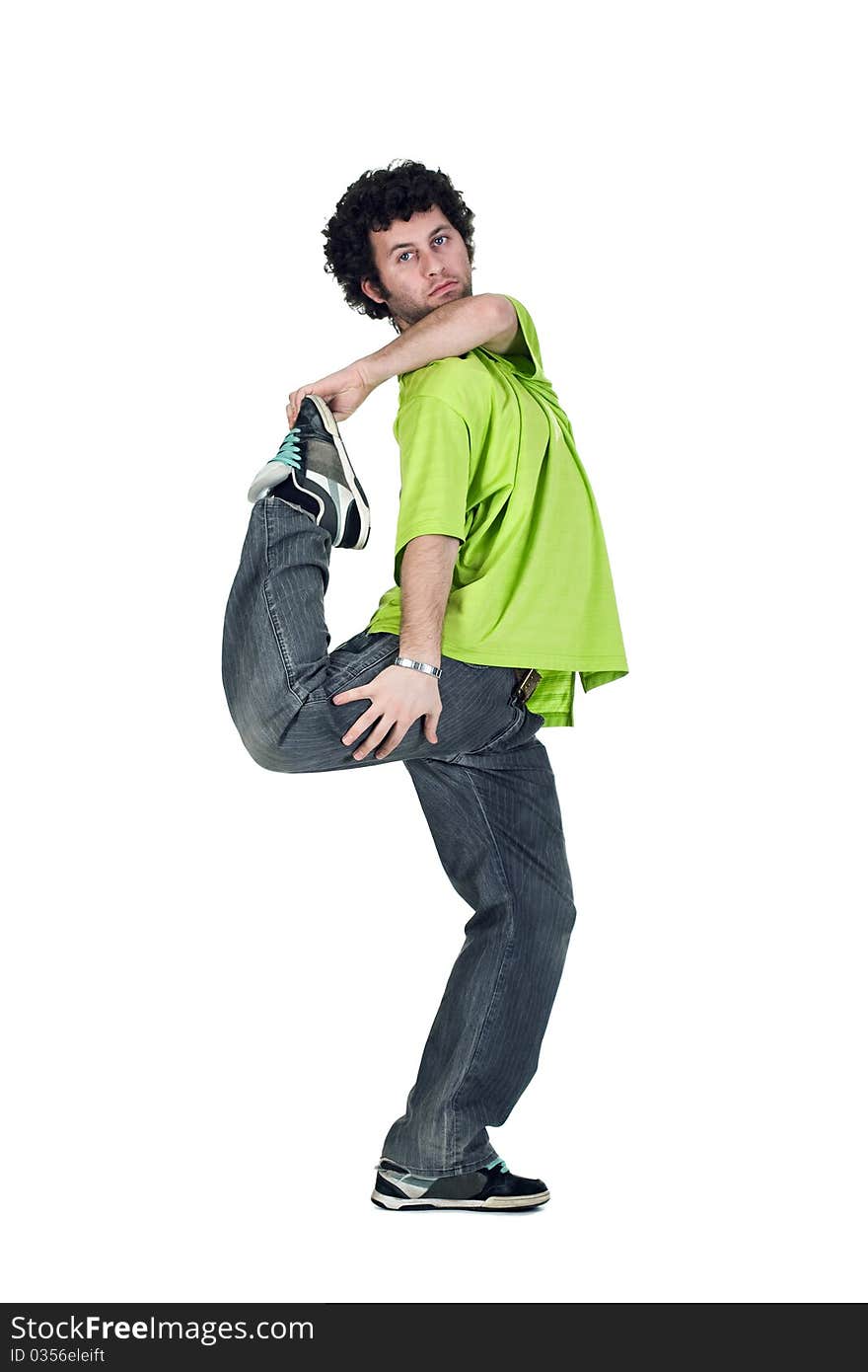 Cool dancer man  over white background