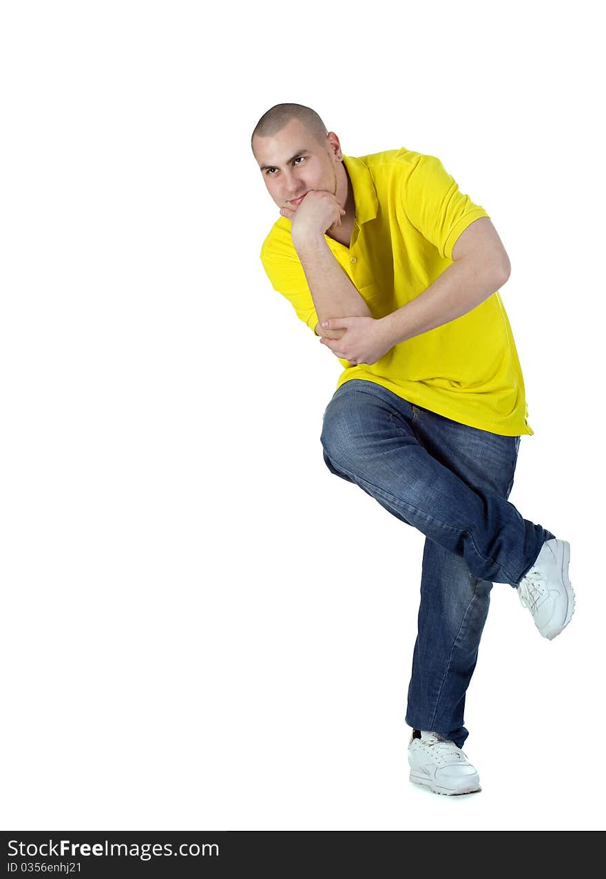 Cool dancer man  over white background