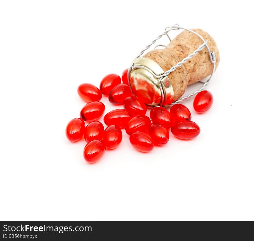 Champagne cork isolated on a white background