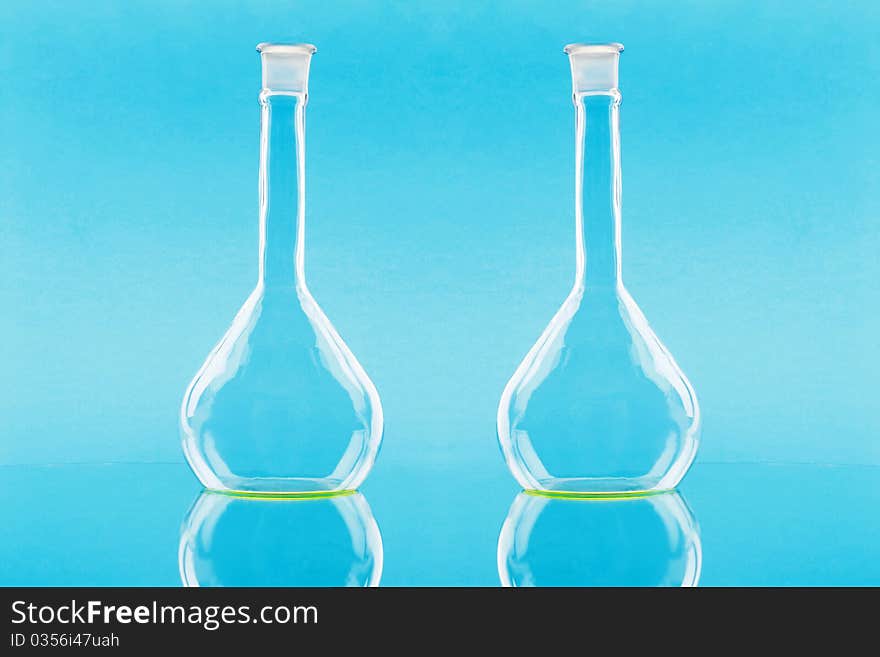 Two laboratory chemical flasks