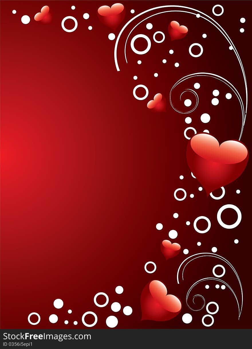 Background Valentine's Day with a red heart and ornament.