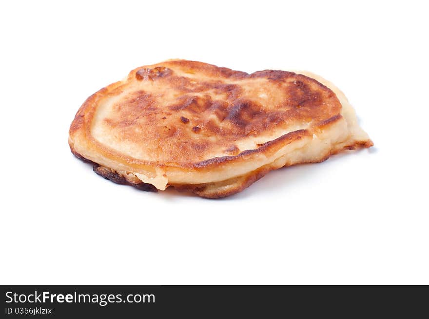 Cooking pancakes on a white background.