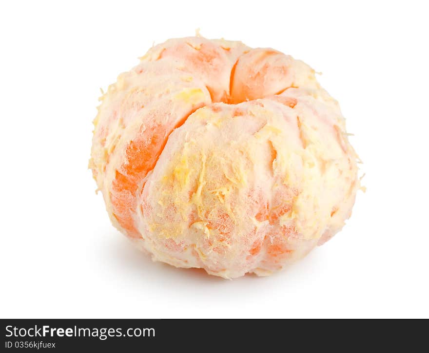 Peeled mandarin isolated on a white background