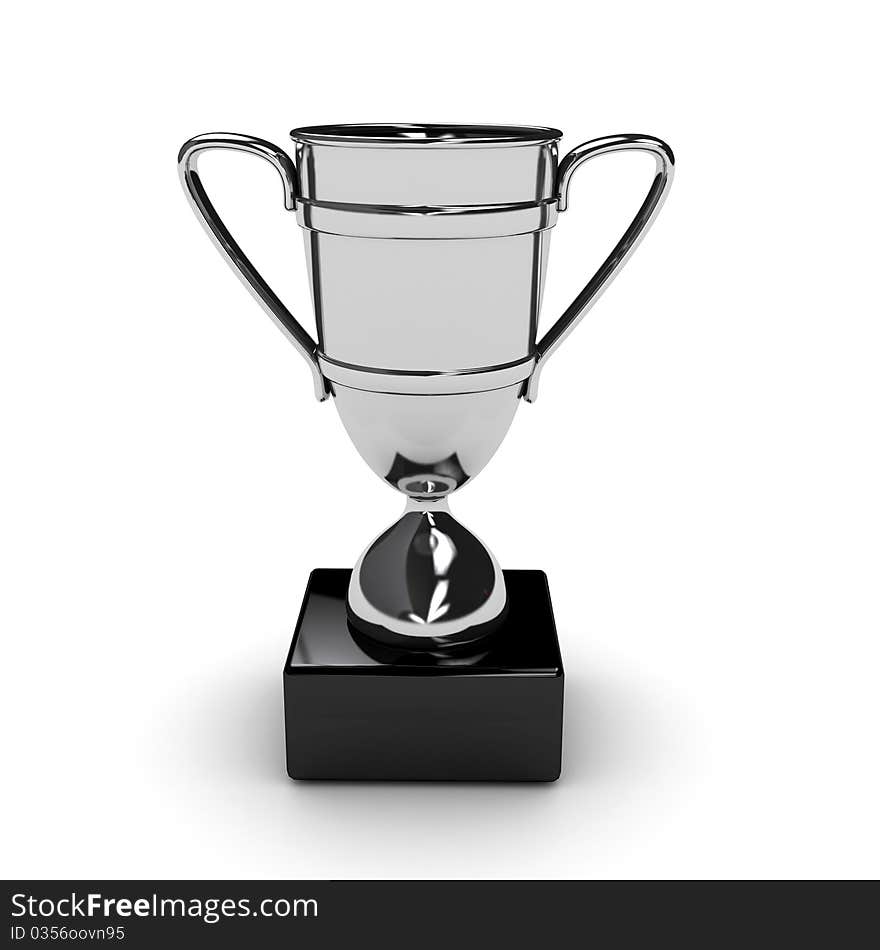 Awarding cup over white background