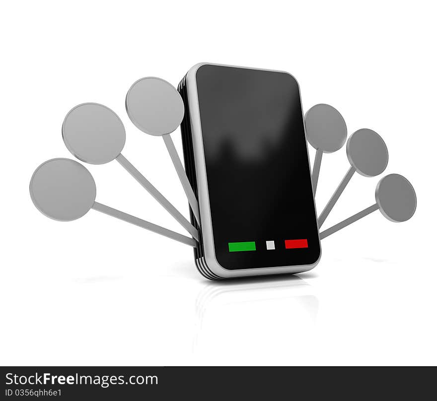 Multifunctional mobile phone on a white background. 3D render