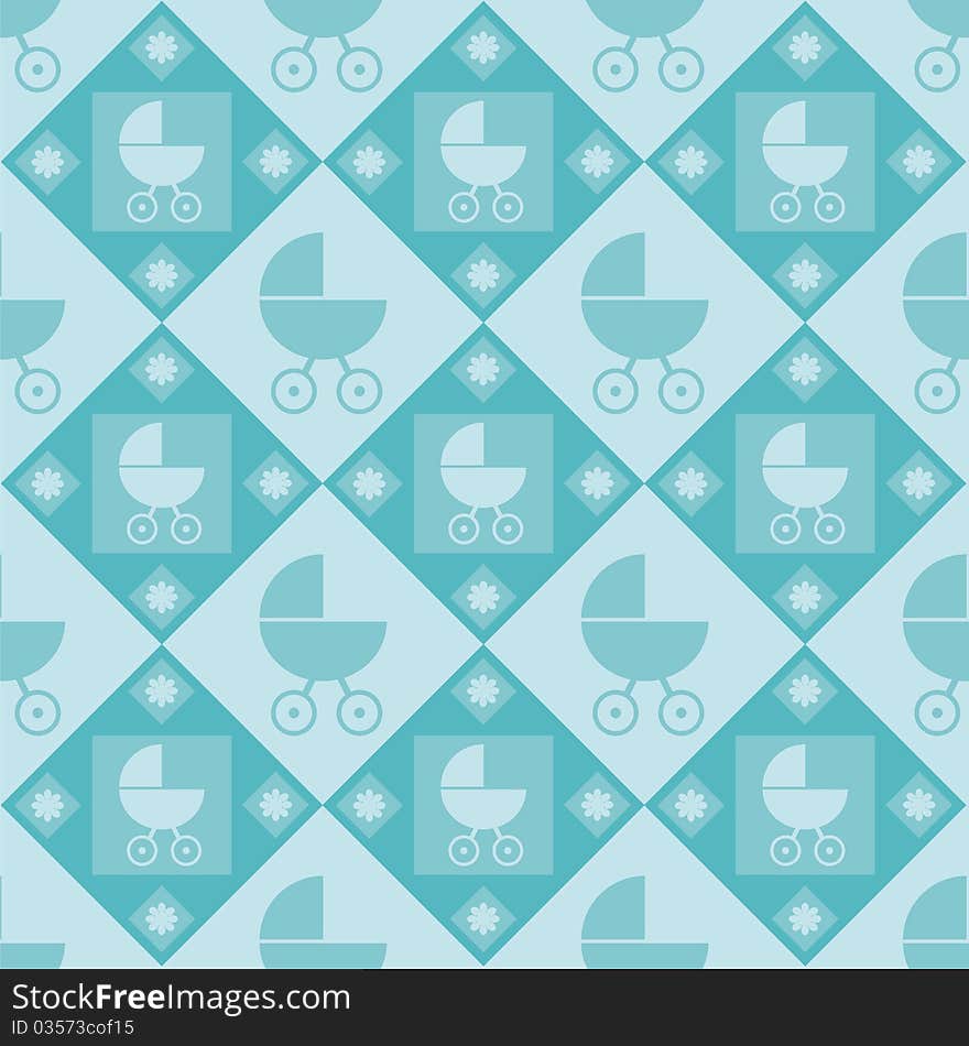 Cute blue baby arrival pattern. Cute blue baby arrival pattern