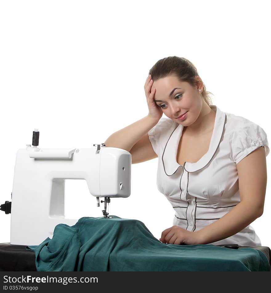 Woman seamstress work on the sewing-machine