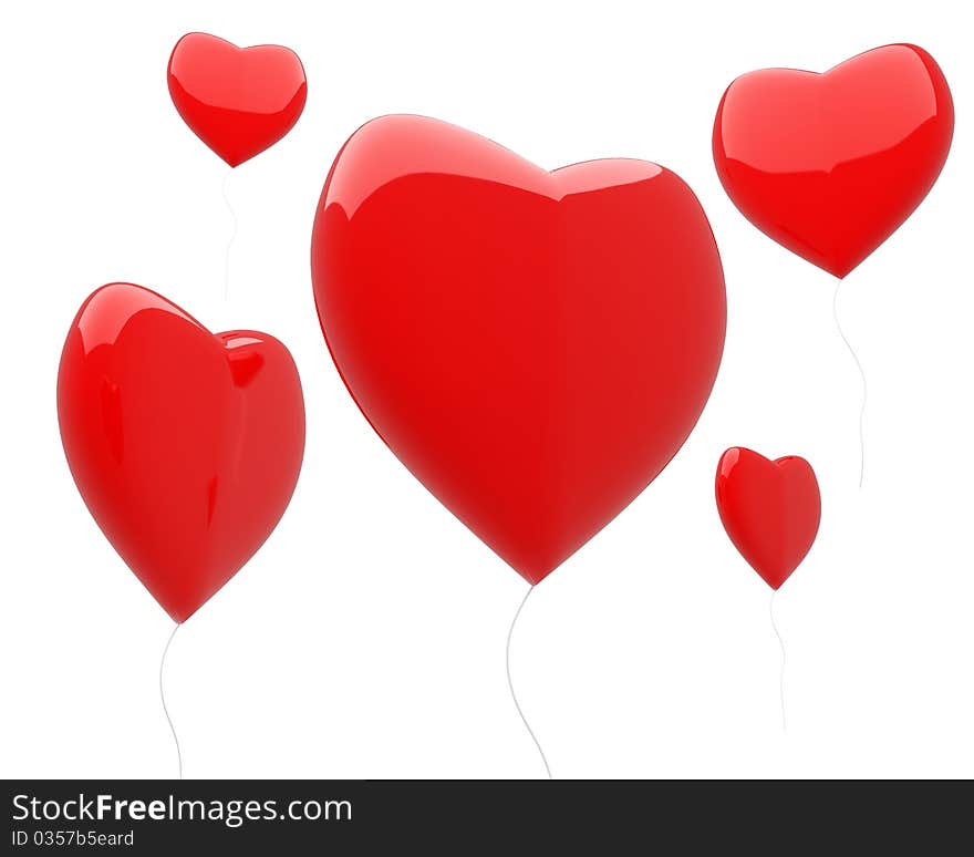 Heart-shaped balloons isolated