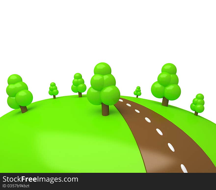 Cartoon style meadow isolated