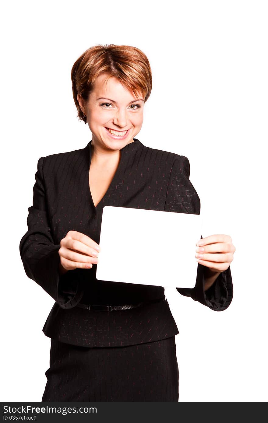 Beautiful Business Woman With Empty Card