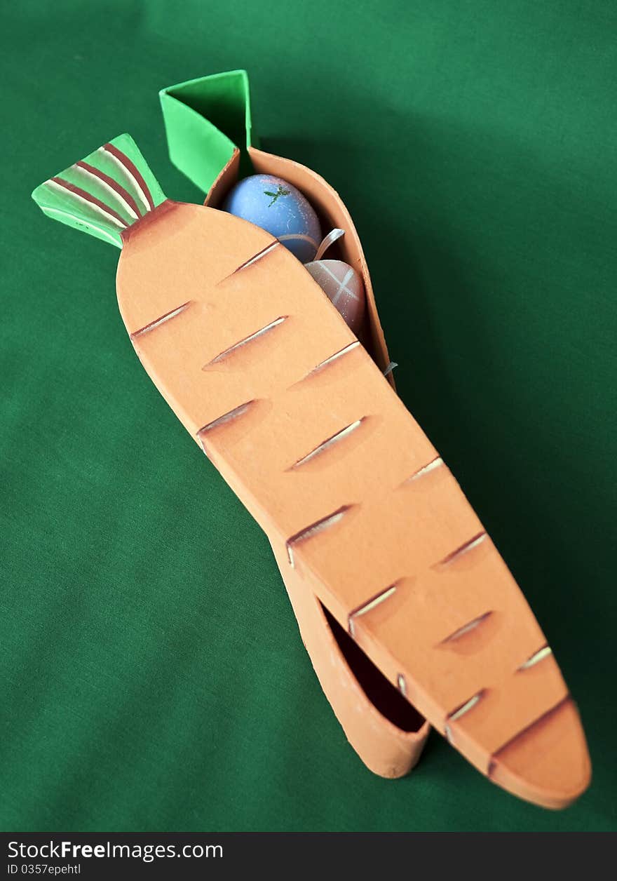 Carrot Shaped box with Easter eggs