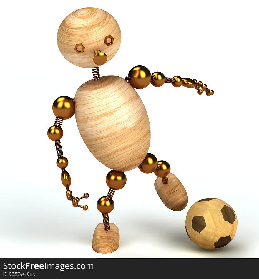 Wood Man With A Football