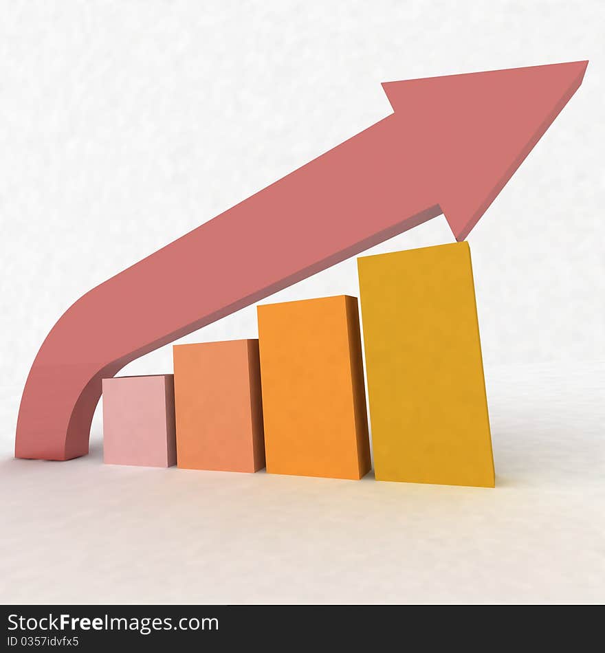 3D image of an arrow showing the growth of business. 3D image of an arrow showing the growth of business