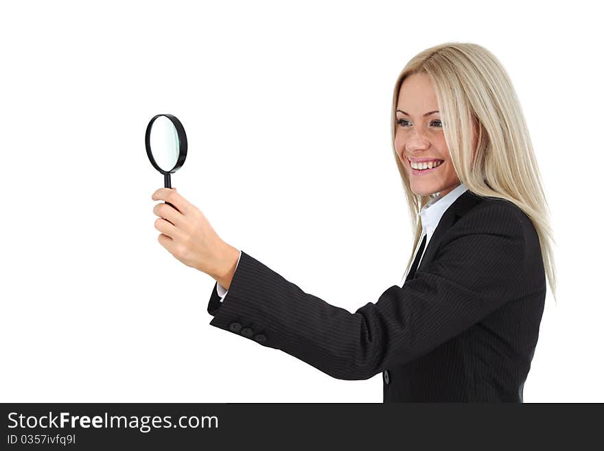 Business woman search portrait isolated close up