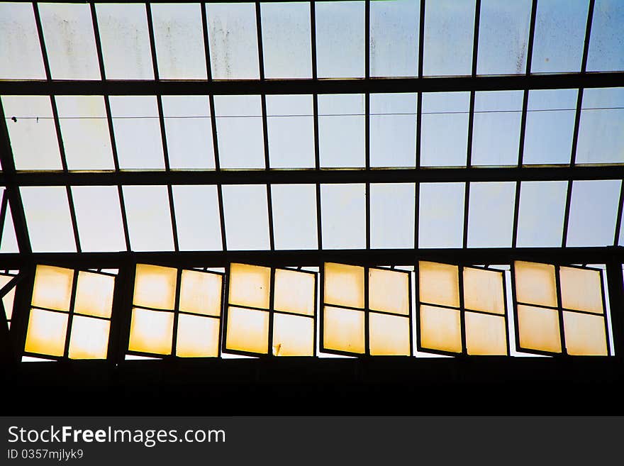 Glass of window in trainstation