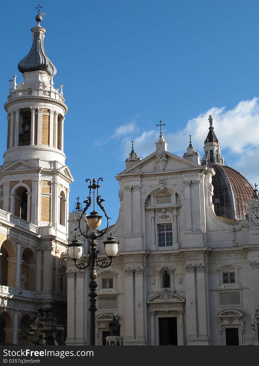 Scene of the central square of Black Madonna  with façade of the Basilica. Scene of the central square of Black Madonna  with façade of the Basilica