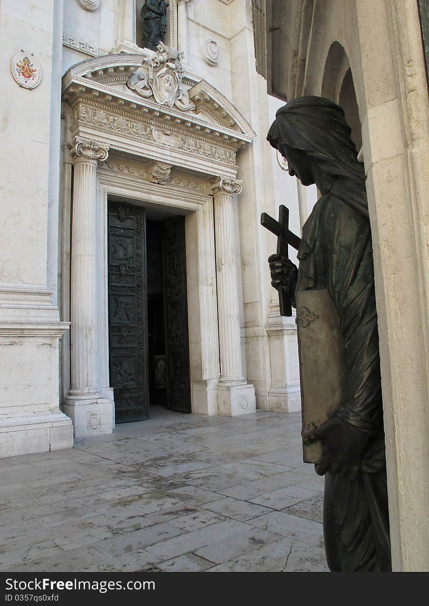 Scene of the central square of Black Madonna  with façade of the Basilica. Scene of the central square of Black Madonna  with façade of the Basilica