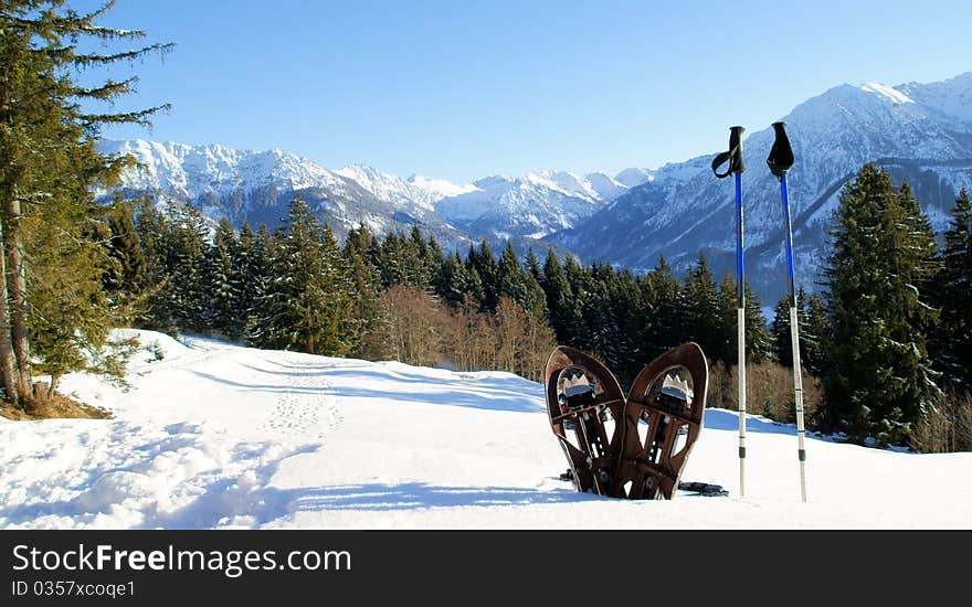 A beautiful mountain scenery. The perfect area for a snowshoe hike. A beautiful mountain scenery. The perfect area for a snowshoe hike.