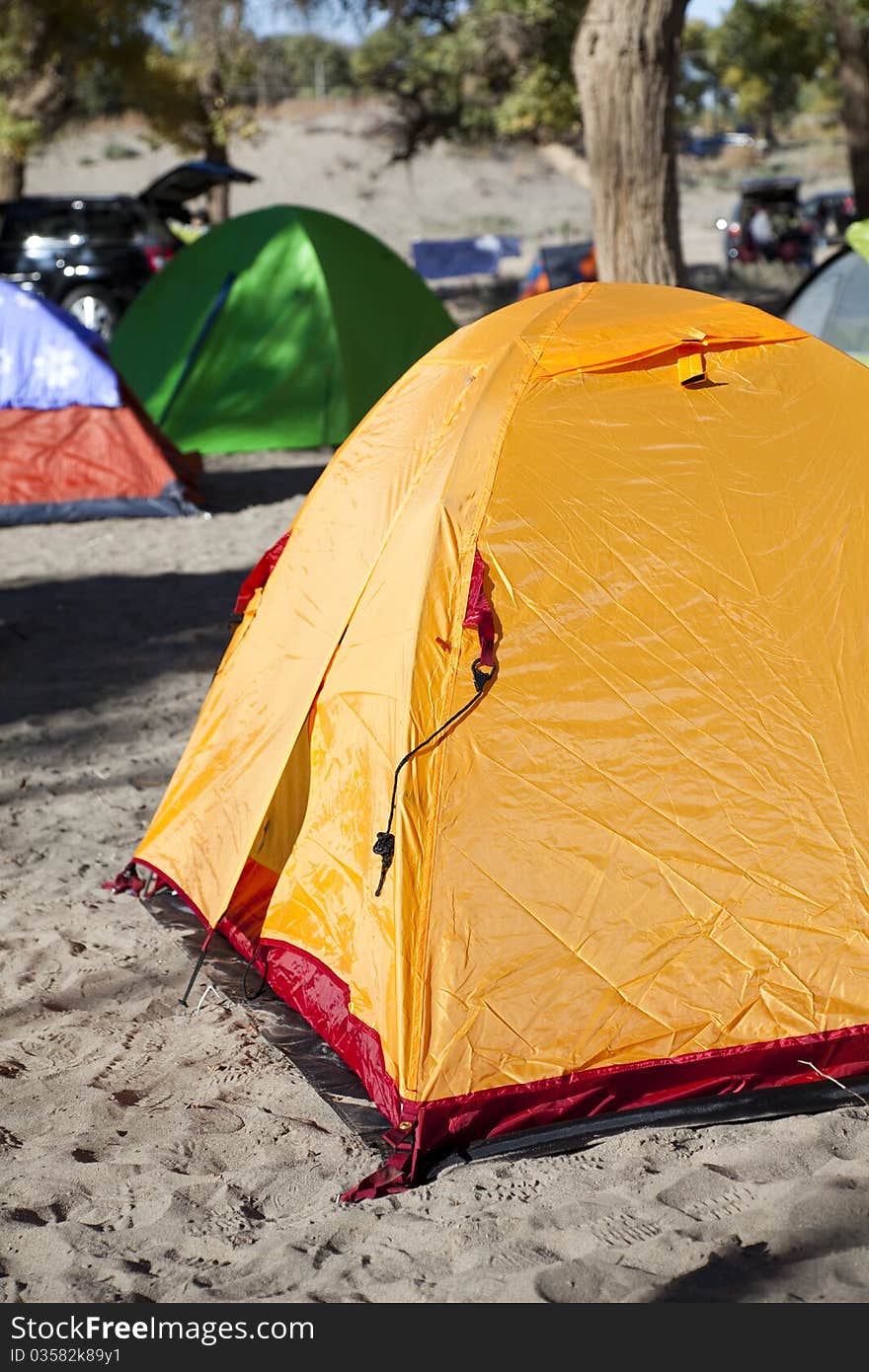 Campsite with Tent in Inner Mongolia, China