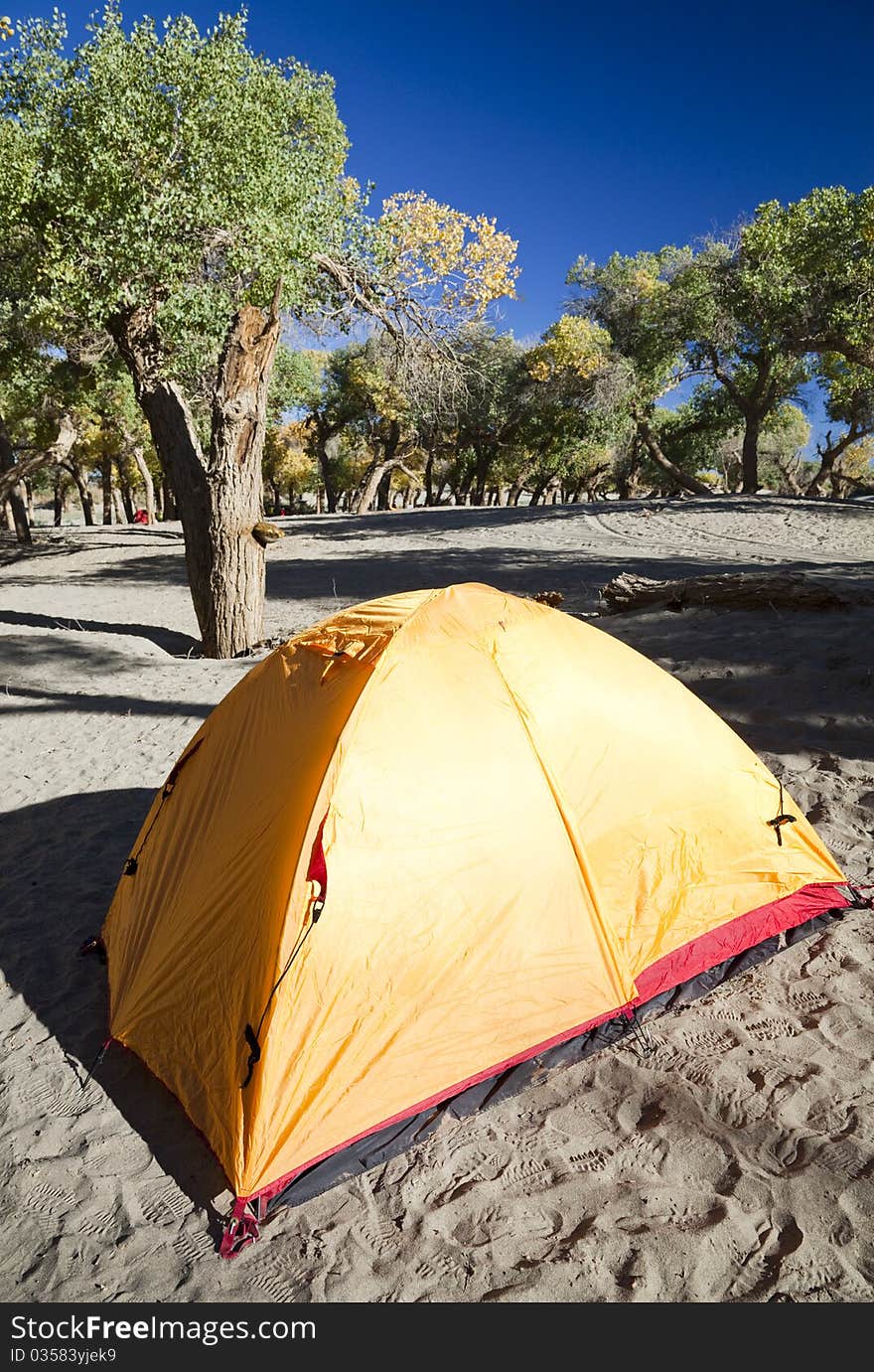 Campsite with Tent in Inner Mongolia, China