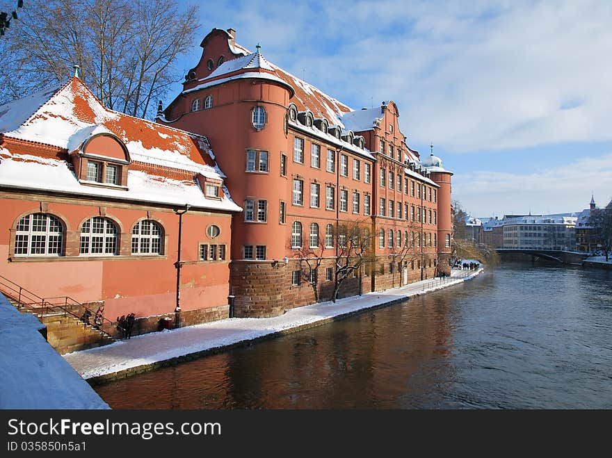 Winter in Strasbourg town