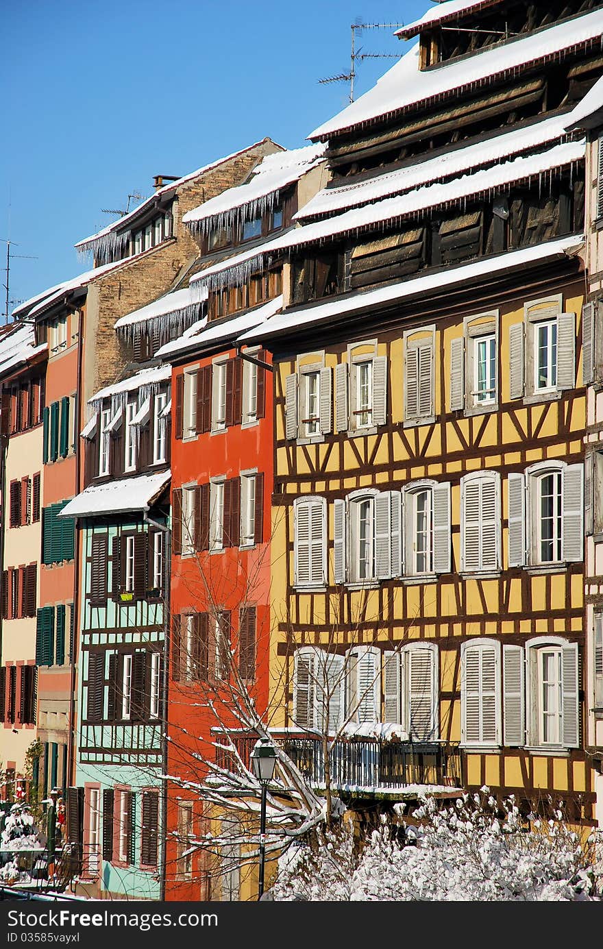 Colours of Strasbourg houses during winter