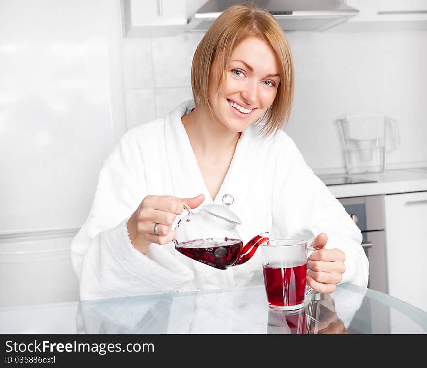 Woman drinking tea