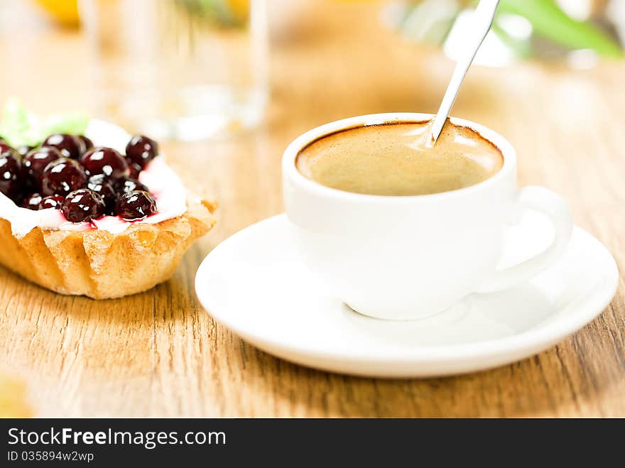 Fruit Dessert And Coffee