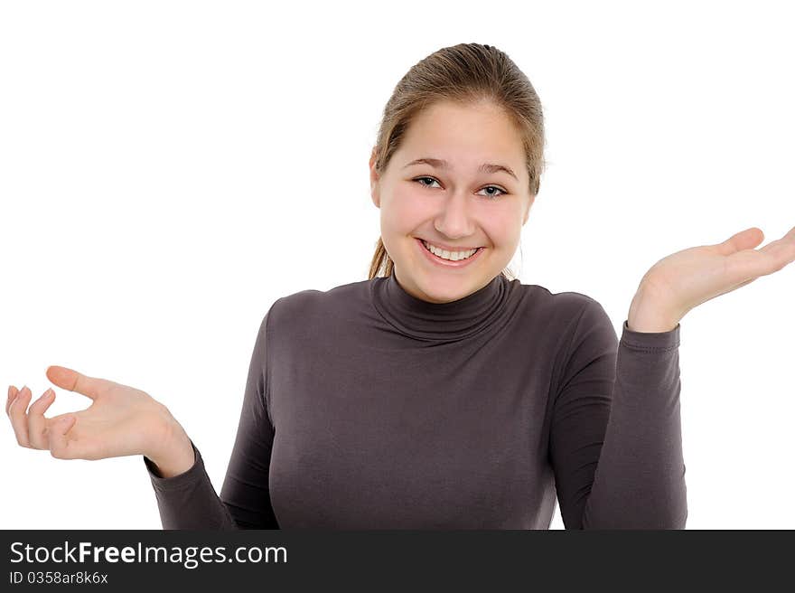 Sneering girl. On a white background. Sneering girl. On a white background