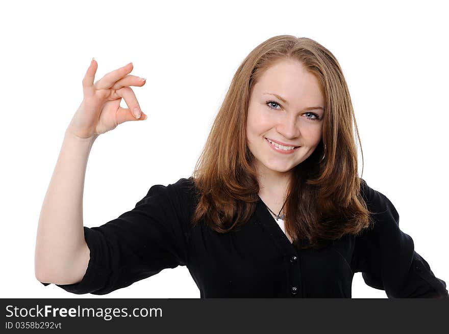 Beautiful woman holding empty white board