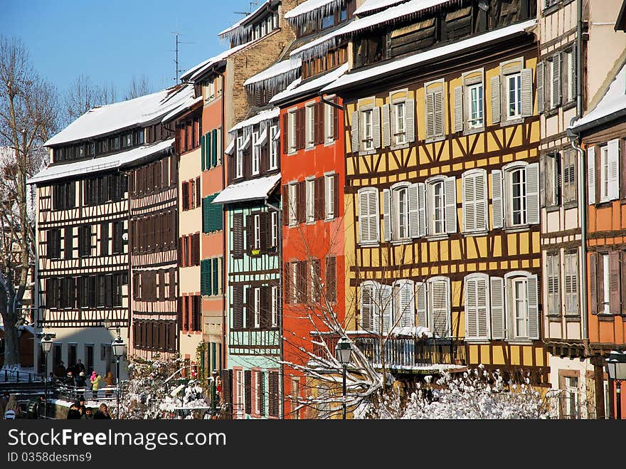 Colours of Strasbourg houses during winter