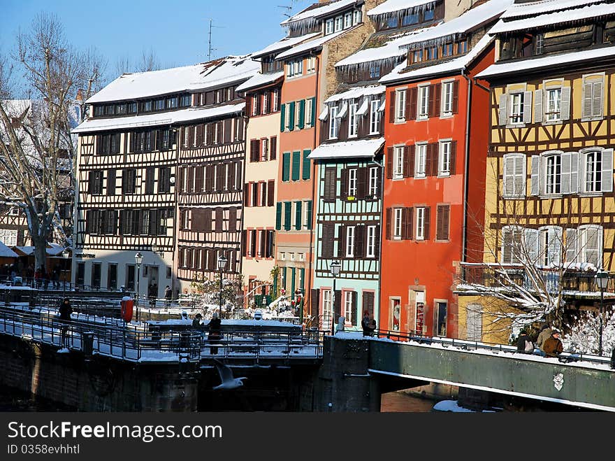 The colours of Strasbourg houses during winter